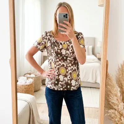 Top autre ton imprimé rétro taille 36 coton